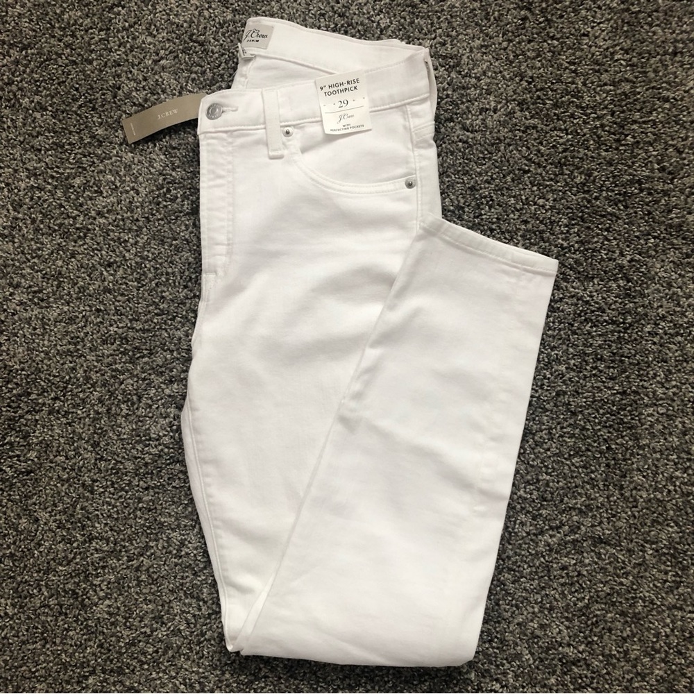 NWT! J.Crew High Rise Toothpick White Jeans